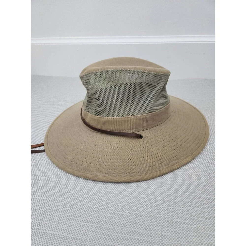 Dorfman Pacific Safari Mesh Cotton Outdoor Fishing Hat Green Taupe Men Small